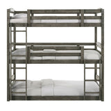 Elements International Trey Twin Over Twin Over Twin Bunk Bed in Wire Brushed Grey image