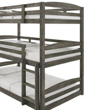 Elements International Trey Twin Over Twin Over Twin Bunk Bed in Wire Brushed Grey