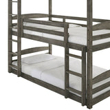 Elements International Trey Twin Over Twin Over Twin Bunk Bed in Wire Brushed Grey