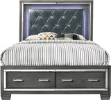 Elements International Titanium Queen Storage Bed in Gray
