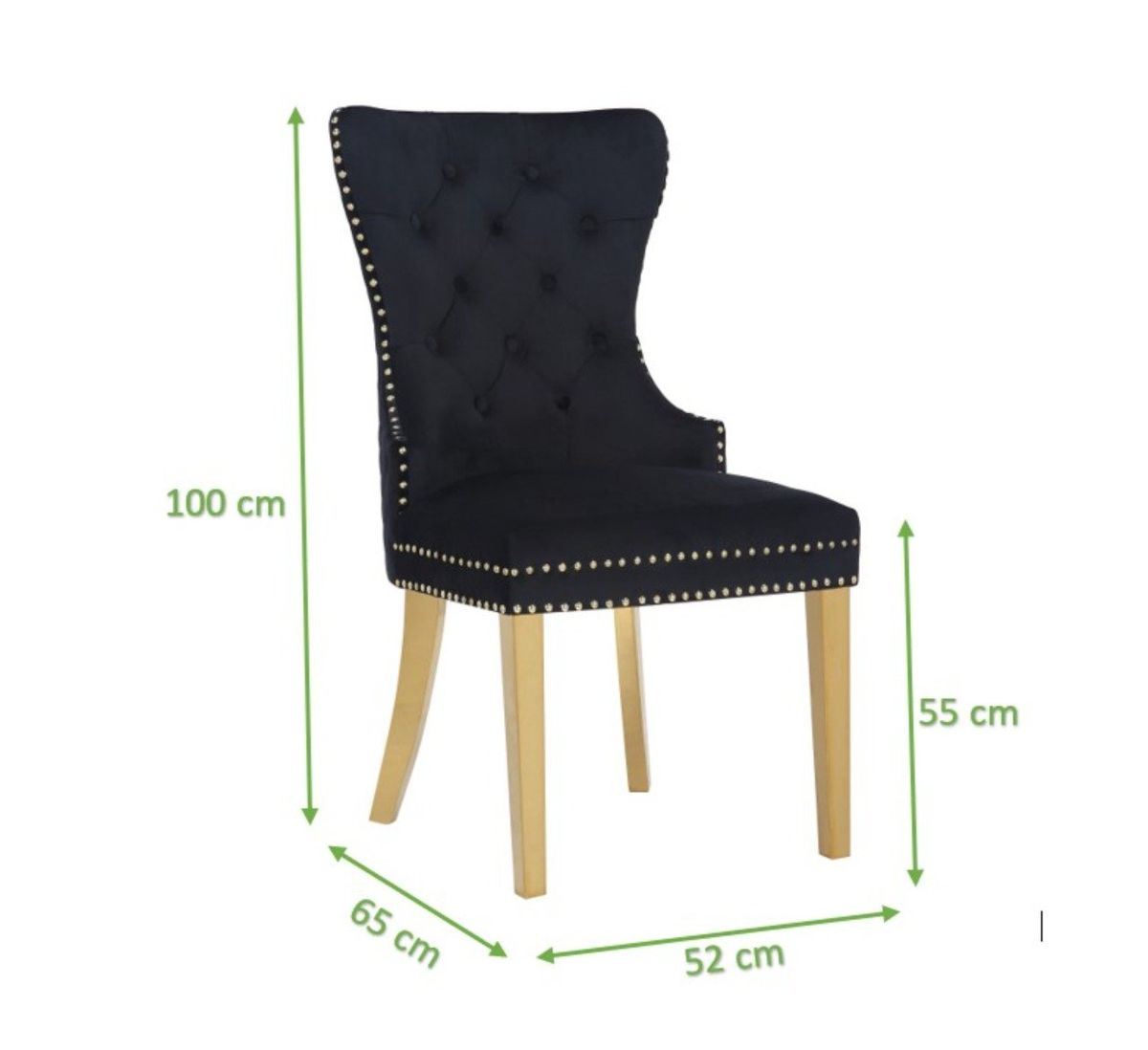 Galaxy Home Simba Gold Legs Dining Chair (Set of 2) in Black
