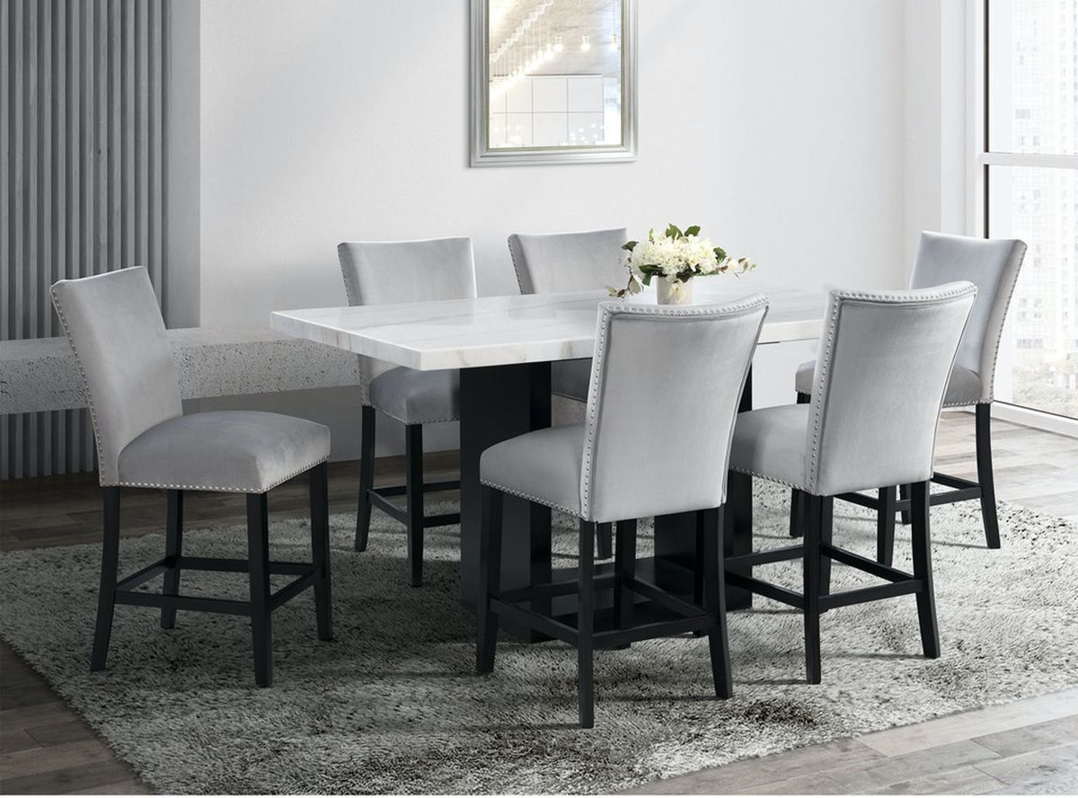 Elements International Valentino Counter Height Dining Table in Black/White CVL500CTC