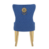 Galaxy Home Simba Gold Legs Dining Chair (Set of 2) in Blue
