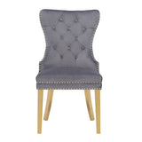 Galaxy Home Simba Gold Legs Dining Chair (Set of 2) in Grey