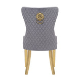 Galaxy Home Simba Gold Legs Dining Chair (Set of 2) in Grey