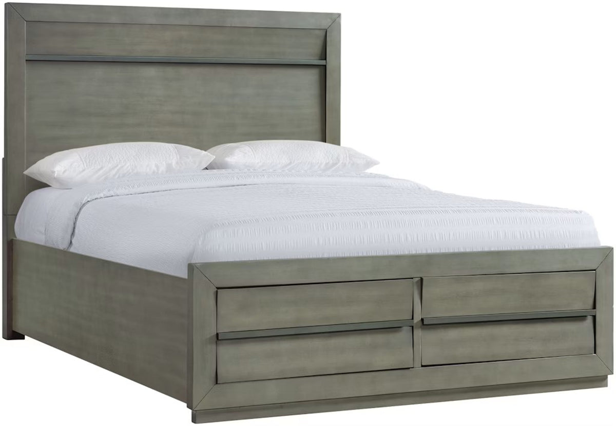 Elements International Zig Queen Storage Bed in Grey image
